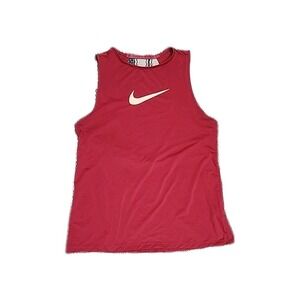 Nike Pro Women's  L  Red Dri-FIT Tank Top Open Back Swoosh Athletic Yoga